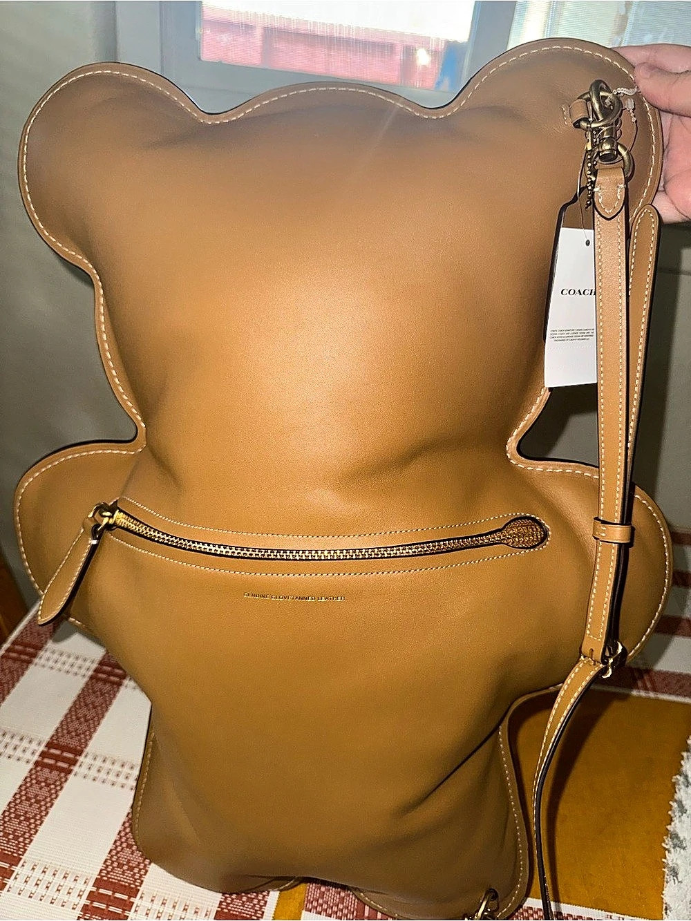Coach Bear Kisslock Frame Bag Leather Crossbody Brown NWT
